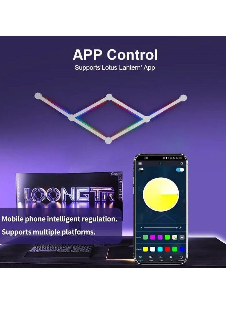 إج مصابيح LED الجدارية الذكية مع اتصال WiFi،  قابلة للتعتيم، تتزامن مع الموسيقى، ويتم التحكم بها عبر التطبيق  - مثالية لتزيين غرف الألعاب والديكور الداخلي - 9 قطع - أبيض - Image 3