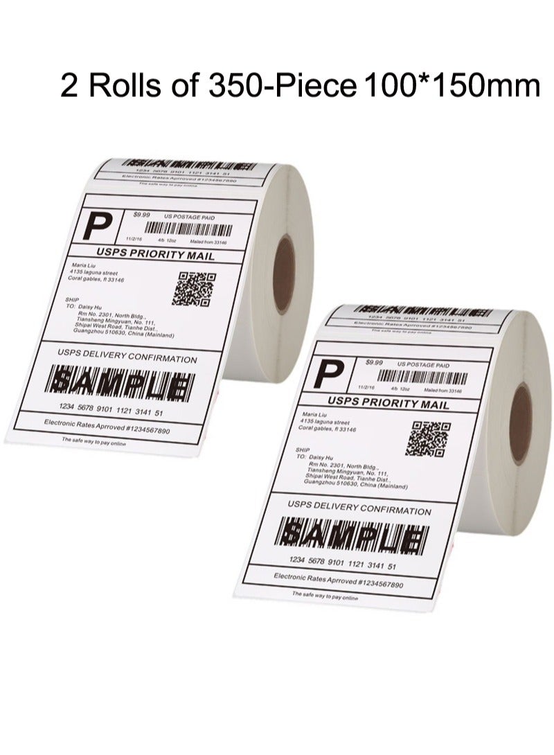 2 لفة 350 قطعة من الورق الأبيض لفة التسمية الحرارية الحساسة - Image 1