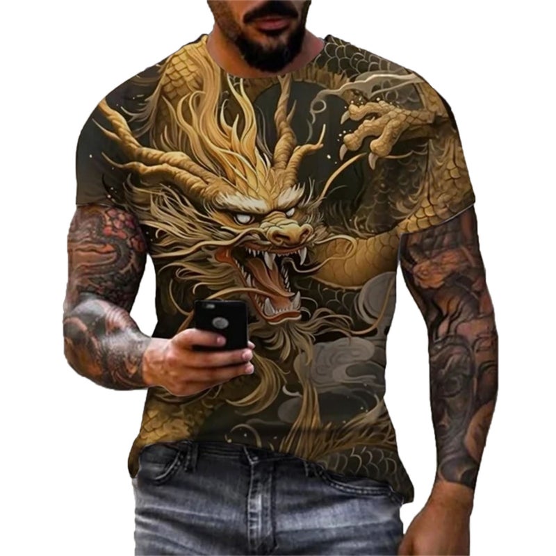 Men'S T-Shirt 3D Animal Printing Round Neck Short Sleeve T-Shirt - Image 3