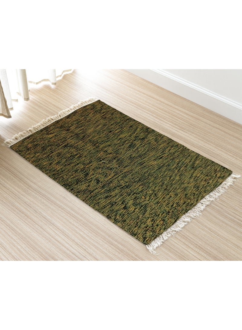 handmade wool rug -80*55-dark green &brown - Image 2