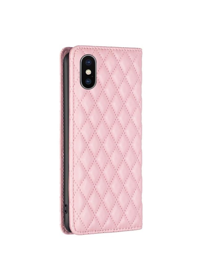 اس-توب جراب هاتف iPhone XS / X من الجلد المغناطيسي بتصميم شبكي ماسي - Image 3