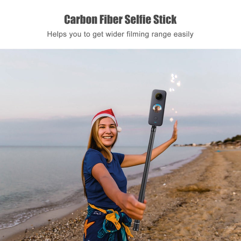 Portable Selfie Stick Carbon Fiber Stand Camera Bracket 1/4 Inch Screw Mount 36cm-150cm/14.2in-59in Adjustable Length Compatible with Insta360 X2/ X3 - Image 4