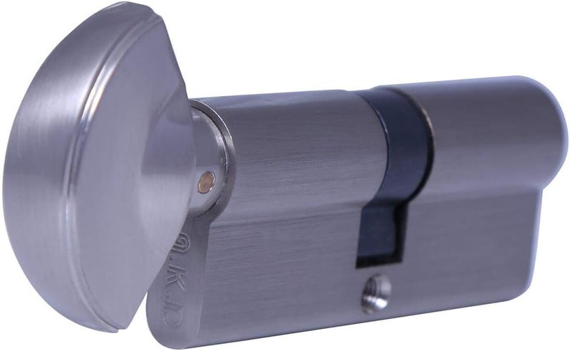 MySouqEg Store - (1 Piece) Door Lock Cylinder SC-03 SN - Key & Thumb Turn Euro Profile Cylinder - Satin Nickel Finish - High Security Replacement for Interior/Exterior Doors with 2 Keys - Image 1