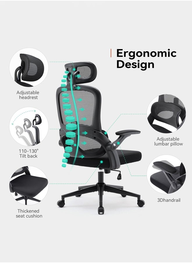 SIHOO M102C Ergonomic Gaming Office Chair, Computer High Back Chair with Dual Back Design - Individual Lumbar Pillow, 3D Armrests, Adjustable Headrest and Comfortable Thick Cushion (Black)