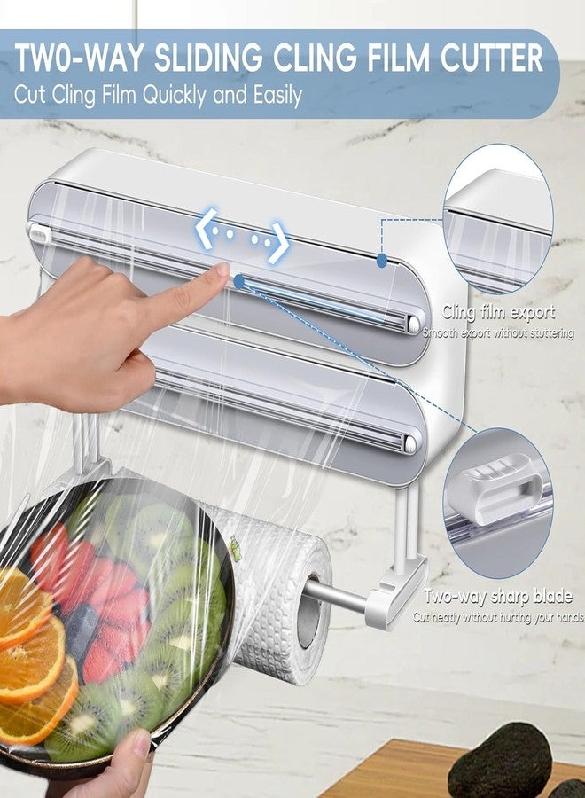 Zollyss Foil Paper Cutter and Holder | 3-in-1 Wrap Organizer Magnetic Wall Mounted Wrap Cutter and Paper Towel, Plastic Wrap & Aluminum Foil Dispenser with Built-in Cutter, Fits 12" Rolls, White - Image 4