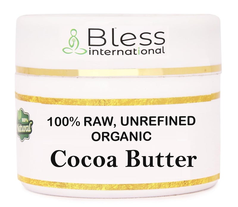 Bless International Organic Raw Cocoa Butter 100% Pure,Natural & Unrefined| Skin Moisturizer For Face, Body & Hair| 4 OZ/115 GM Ivory / White Grade A | DIY Creams, Balms, Lotions, Soaps| Softens Dry & Tough Skin - Image 1