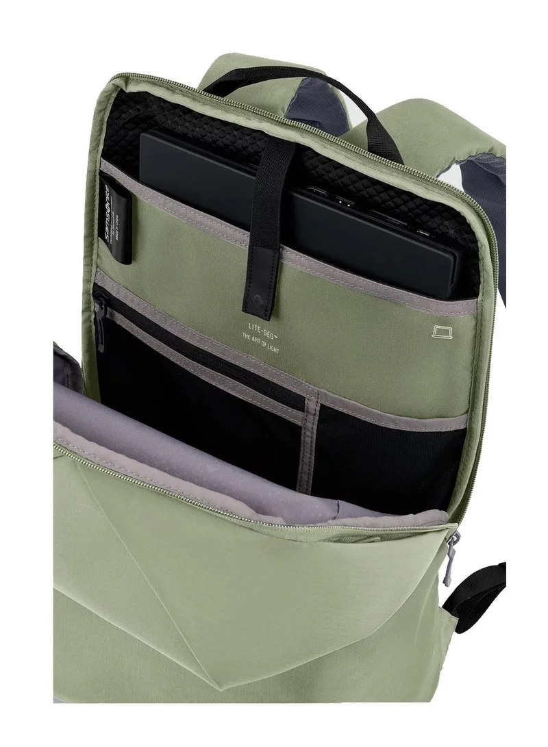 Samsonite Light Green Lite-Geo 15.6" Laptop Backpack, 100% Nylon, Light Green|Outer Zipper Pockets|Bottle Holder|Internal Key Holder - 3 Years International Warranty  | Best Price UAE