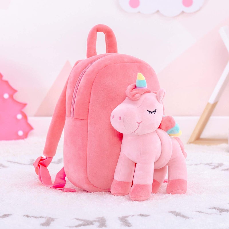 Lazada Unicorn Kids Backpack Stuffed Toy Toddler Backpacks Plush Backpack Pink 9.5" - Image 3