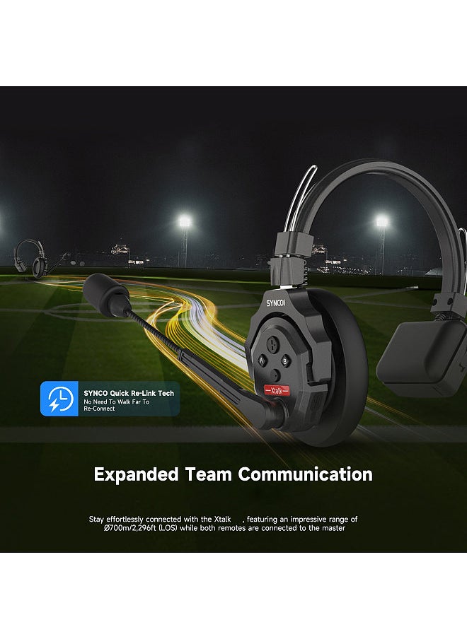 Xtalk X1 Wireless Intercom Headset System 2.4G Wireless Headset with Microphone Built-in Battery 350M/1148ft Transmission 3.5mm Real-time Monitoring