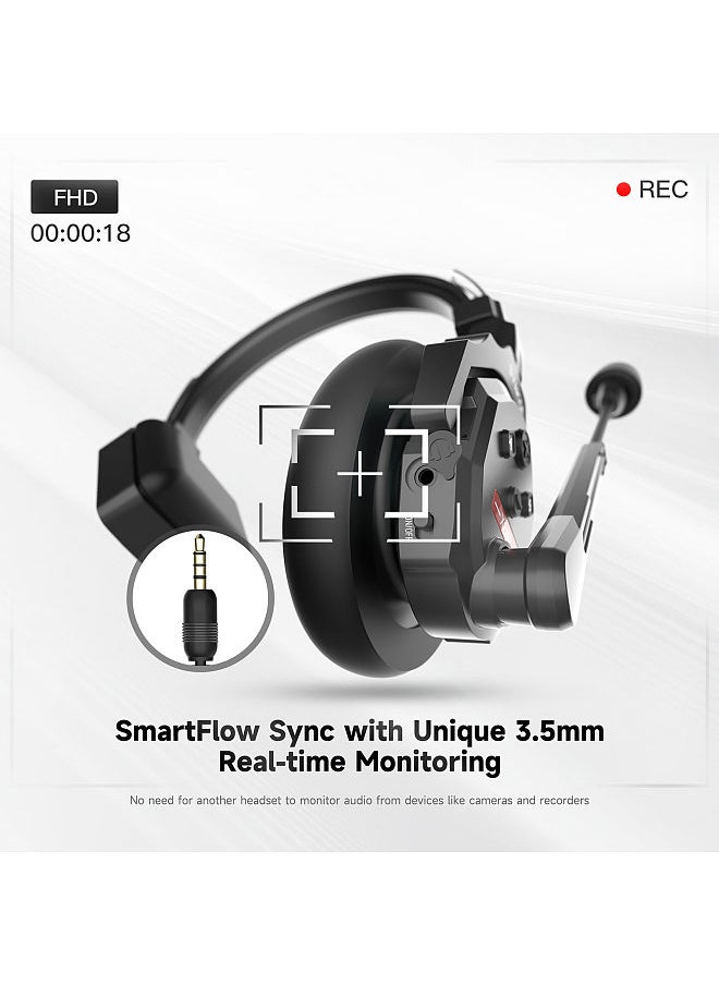 Xtalk X1 Wireless Intercom Headset System 2.4G Wireless Headset with Microphone Built-in Battery 350M/1148ft Transmission 3.5mm Real-time Monitoring