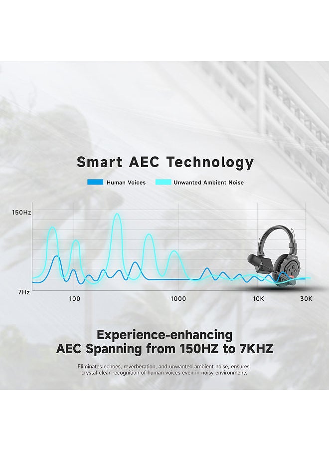 Xtalk X1 Wireless Intercom Headset System 2.4G Wireless Headset with Microphone Built-in Battery 350M/1148ft Transmission 3.5mm Real-time Monitoring