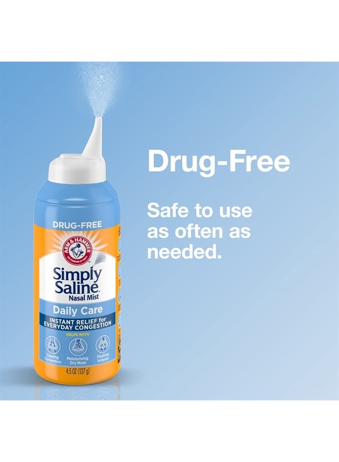 ARM & HAMMER Simply Saline Nasal Care Daily Mist 4.5oz – Instant Relief for Every Day Congestion – One 4.5oz Bottle - Image 4