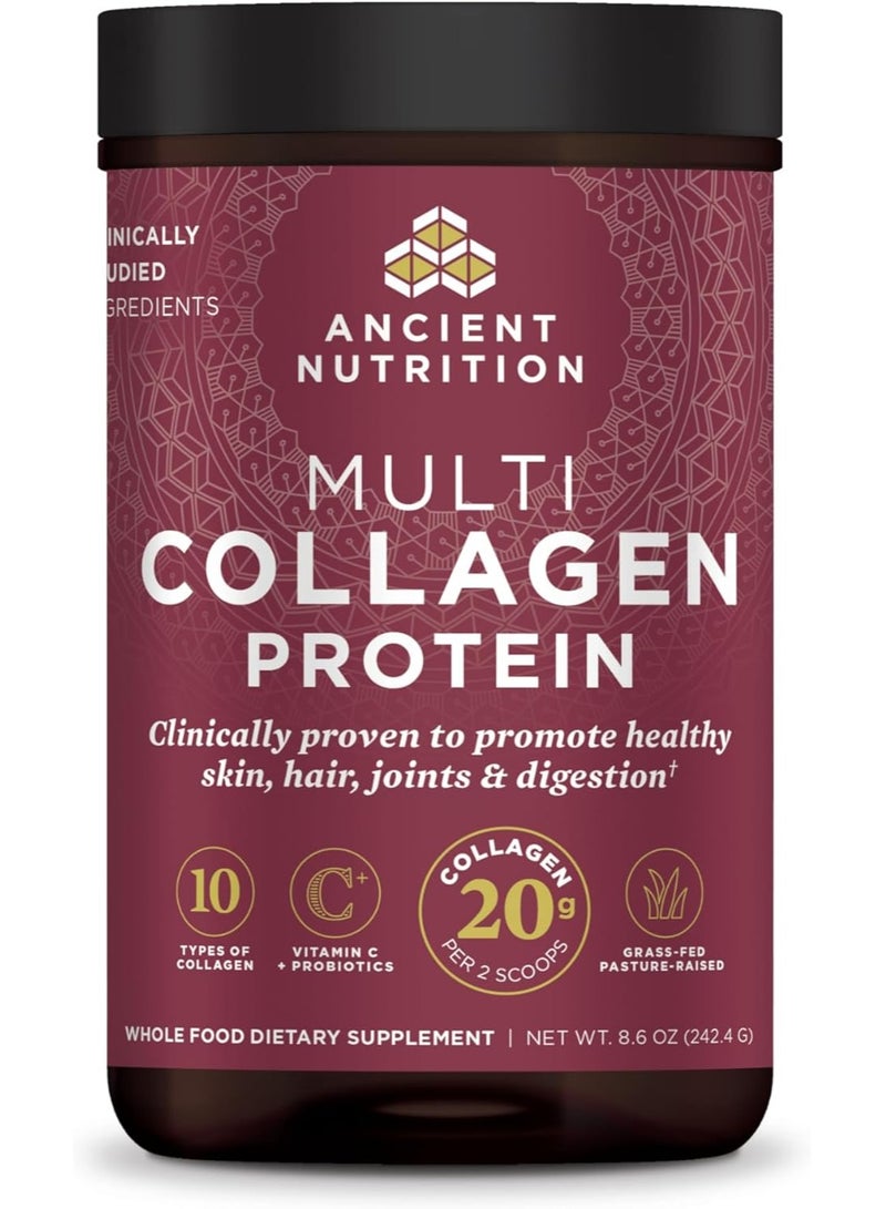 Ancient Nutrition Multi Collagen Powder Protein with Probiotics Unflavored (Unflavored, 24 Servings) 8.6 oz - Image 1