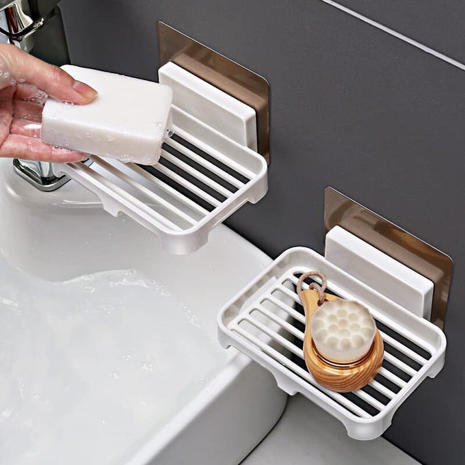 SOAP STAND HOLDER FOR BATHROOM KITCHEN SINK MAGIC STICKERS WALL MOUNTED SOAP DISH HOLDER PACK OF 4