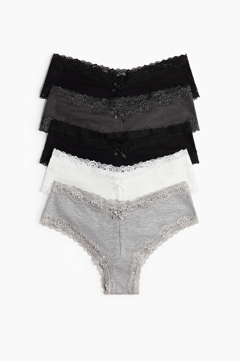 اتش اند ام سروال هيبستر من القطن والدانتيل - عبوة من 5 قطع