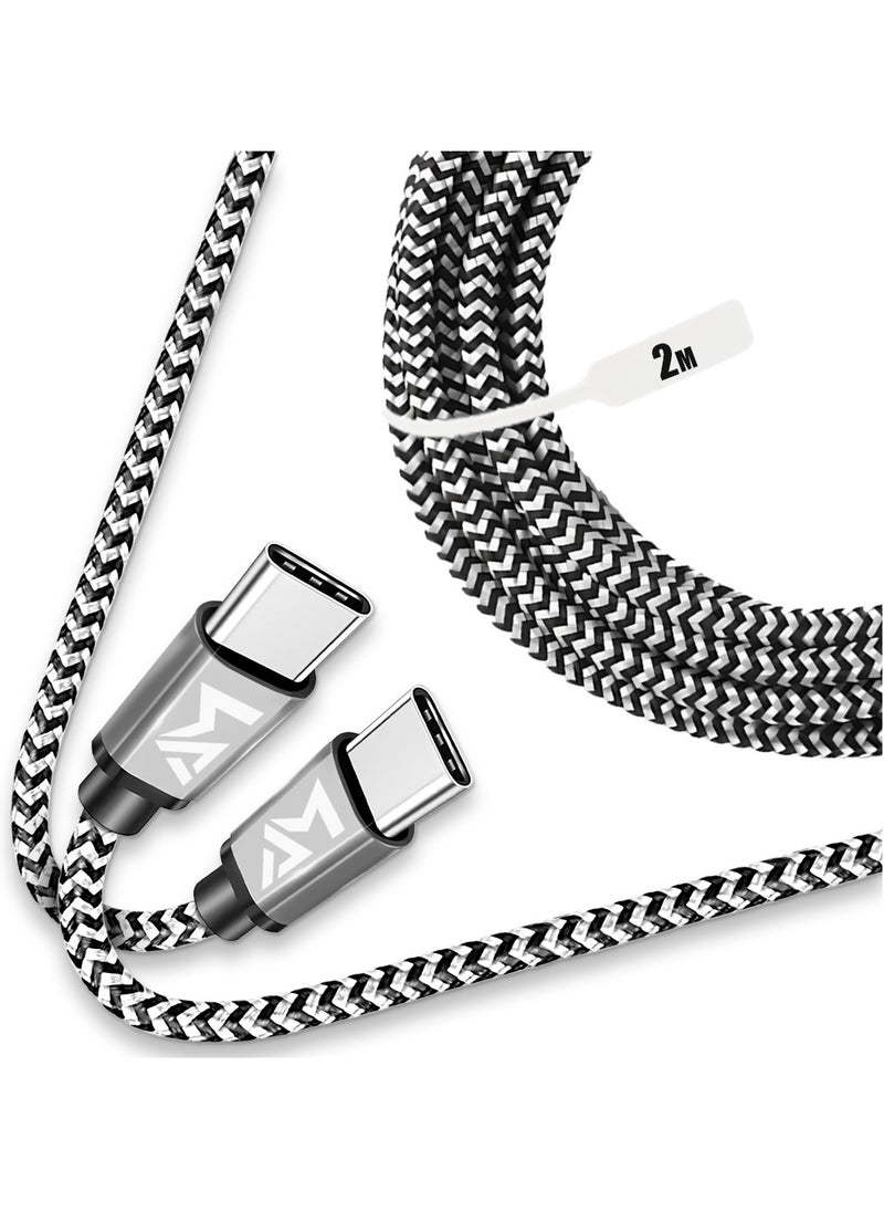 AMROAH 2m USB C Cable Type C to Type C 60W, Fast Charger Cord for Phones iPhone 16 15 Pro Max Plus Samsung S 25 24 23 Plus Ultra Huawei Xiaomi Tablets iPad Air Mini Notebooks MacBook5  - Image 1