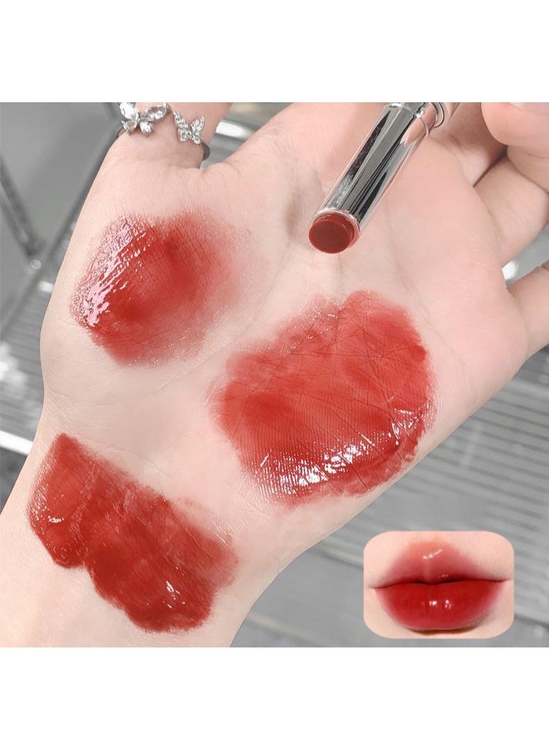 LANGMANNI Solid Lip Gloss Shiny Pouty Lip Mirror Lipstick Lip Texture Hydrating Lipstick Moisturizing Youthful Whitening