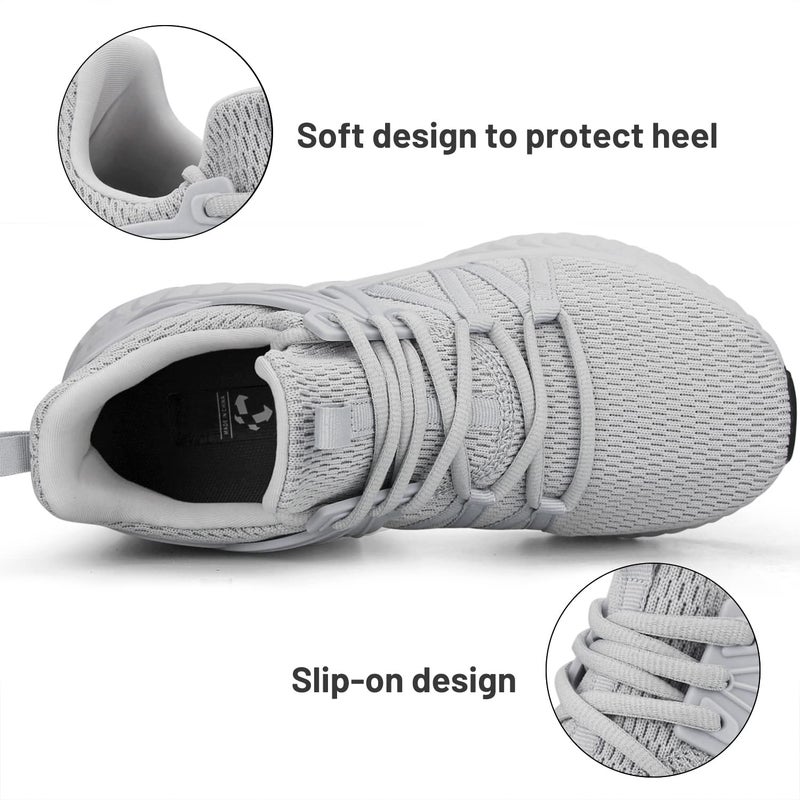 Abboos Women's Casual Walking Shoes Athletic Breathable Mesh Running Shoes Fashion Slip-on Sneakers Comfort Work Shoes Grey Size 10 - Image 3
