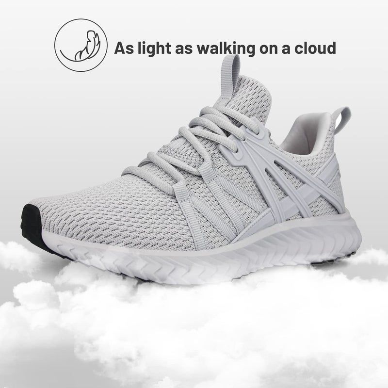 Abboos Women's Casual Walking Shoes Athletic Breathable Mesh Running Shoes Fashion Slip-on Sneakers Comfort Work Shoes Grey Size 10 - Image 4