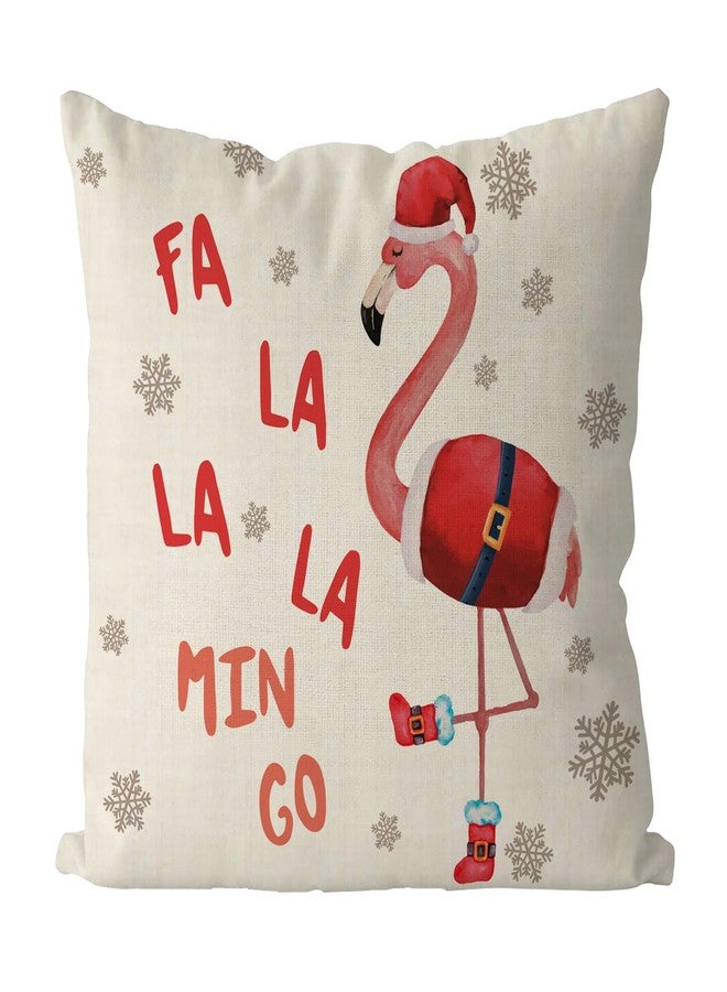 GAGEC Christmas Pillow Covers 18x18 Inch Funny Flamingo Snowflake Throw Pillow Case Red Xmas Winter Home Decor Living Room Decorative Cushion Case for Sofa - Image 1