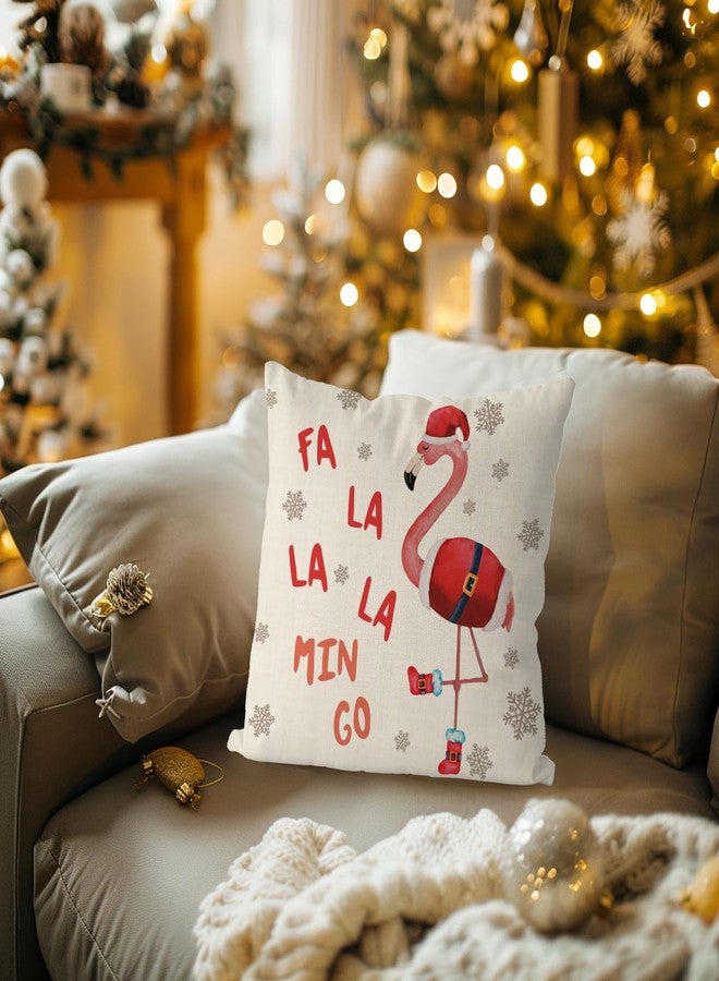 GAGEC Christmas Pillow Covers 18x18 Inch Funny Flamingo Snowflake Throw Pillow Case Red Xmas Winter Home Decor Living Room Decorative Cushion Case for Sofa - Image 5