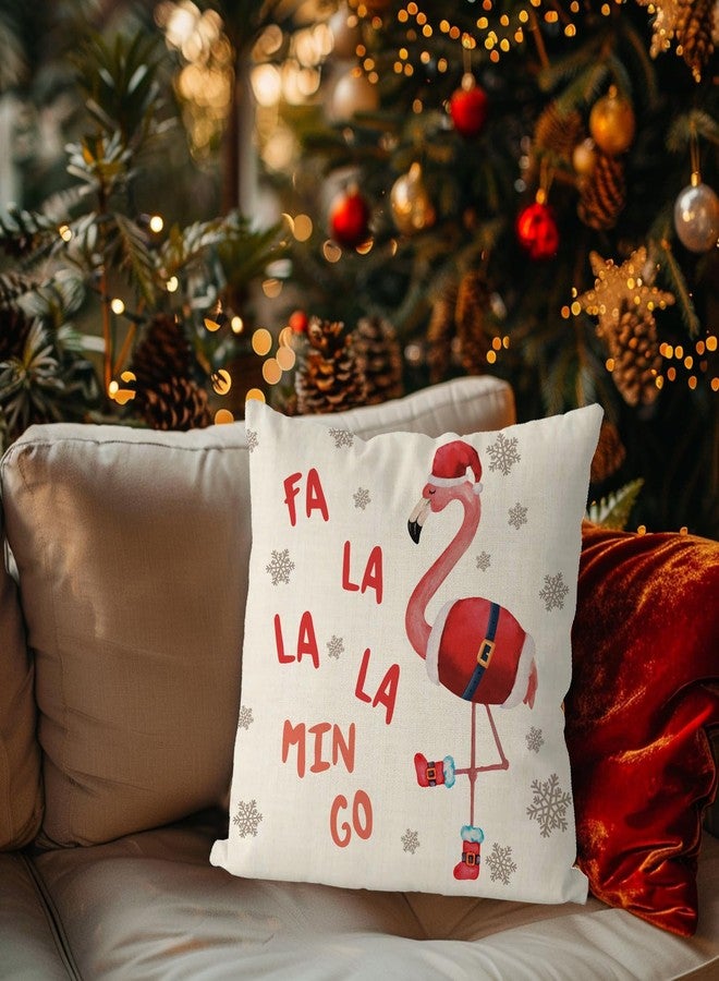 GAGEC Christmas Pillow Covers 18x18 Inch Funny Flamingo Snowflake Throw Pillow Case Red Xmas Winter Home Decor Living Room Decorative Cushion Case for Sofa - Image 4