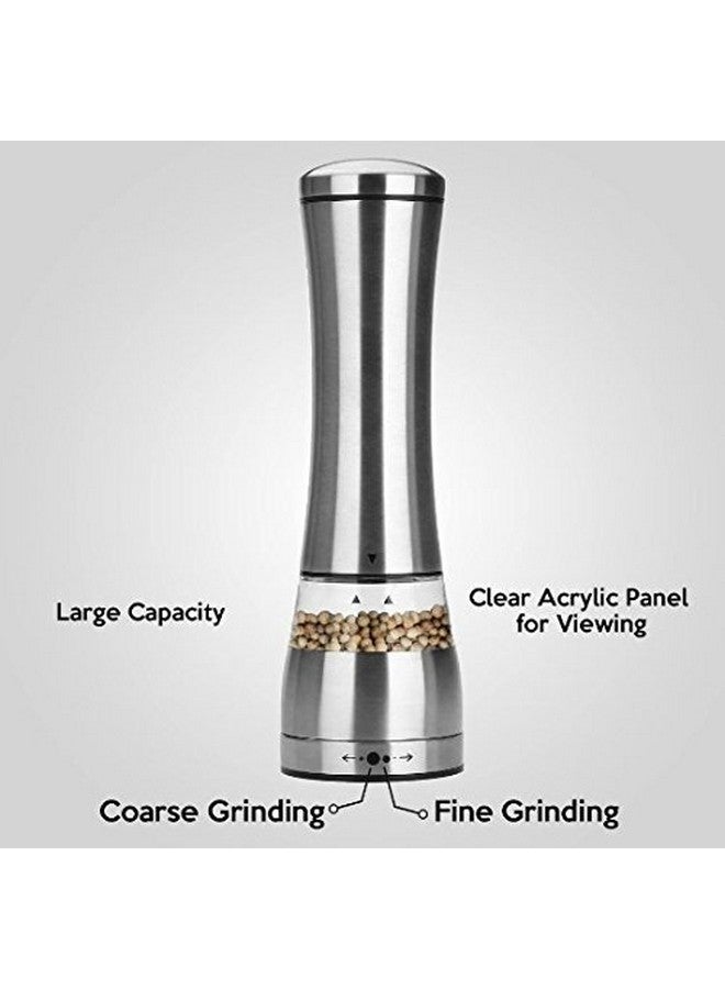 Iktu Stainless Steel Black Pepper Mill Salt Mill Strong Ceramic Grinder Mechanism, 8.5" L - Image 5