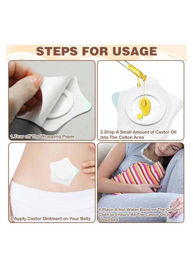 Generic 20Pcs Disposable Castor Oil Pack Wrap for Belly Button, Spunlace Cloth Castor Oil Pack Castor Oil Patches, Self-Adhesive Castor Oil Compress Castor Oil Wrap Pads, Water and Oil Proof, White  - Image 5