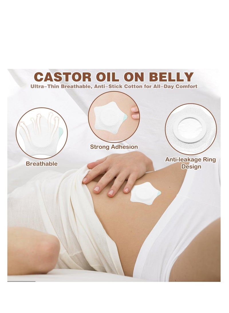 Generic 20Pcs Disposable Castor Oil Pack Wrap for Belly Button, Spunlace Cloth Castor Oil Pack Castor Oil Patches, Self-Adhesive Castor Oil Compress Castor Oil Wrap Pads, Water and Oil Proof, White  - Image 3