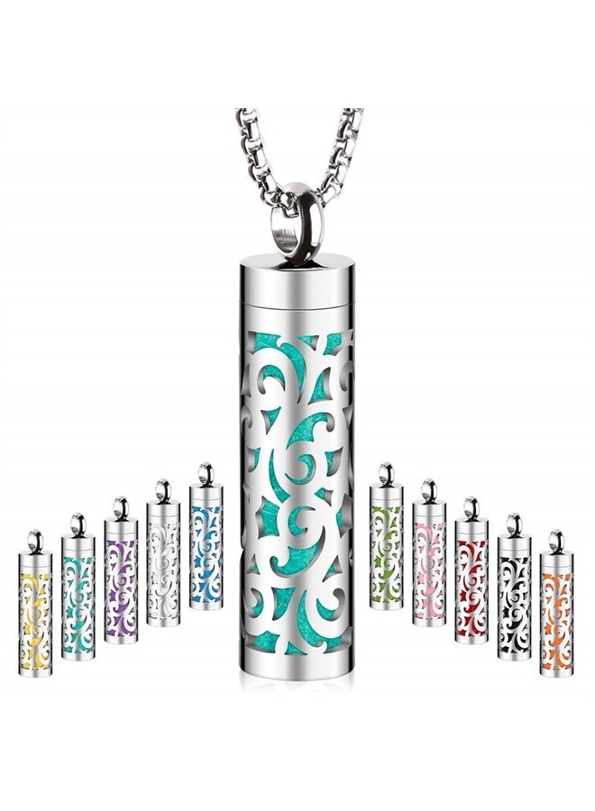 Essential Oil Necklace for Women, Aromatherapy Pendant Necklace 316L Stainless Steel Diffuser Necklace, Essential Oil Jewelry Gift for Men Women, Christmas, Birthday