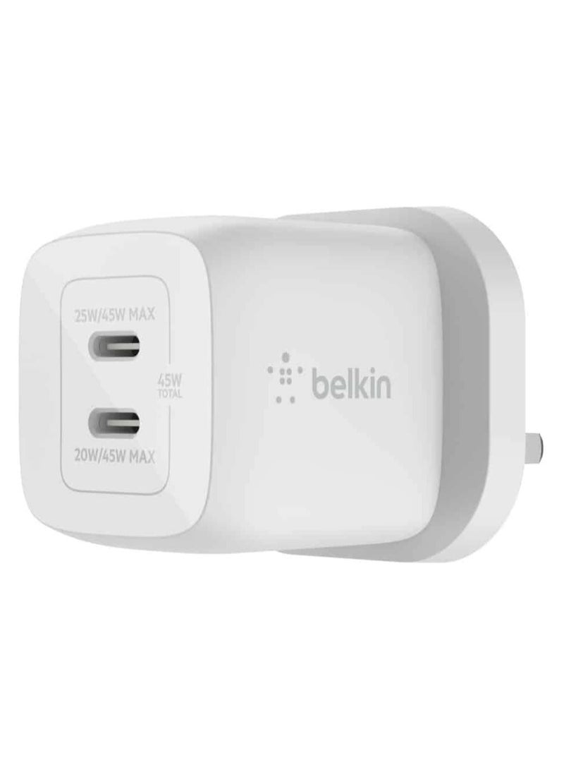 Belkin 45W Dual USB Type C Wall Charger, Fast Charging Power Delivery 3.0 with GaN Technology, USB C Charger for iPhone 16, 15, iPad Pro 12.9, 11, MacBook, Samsung Galaxy S24, Pixel And More  - Image 5