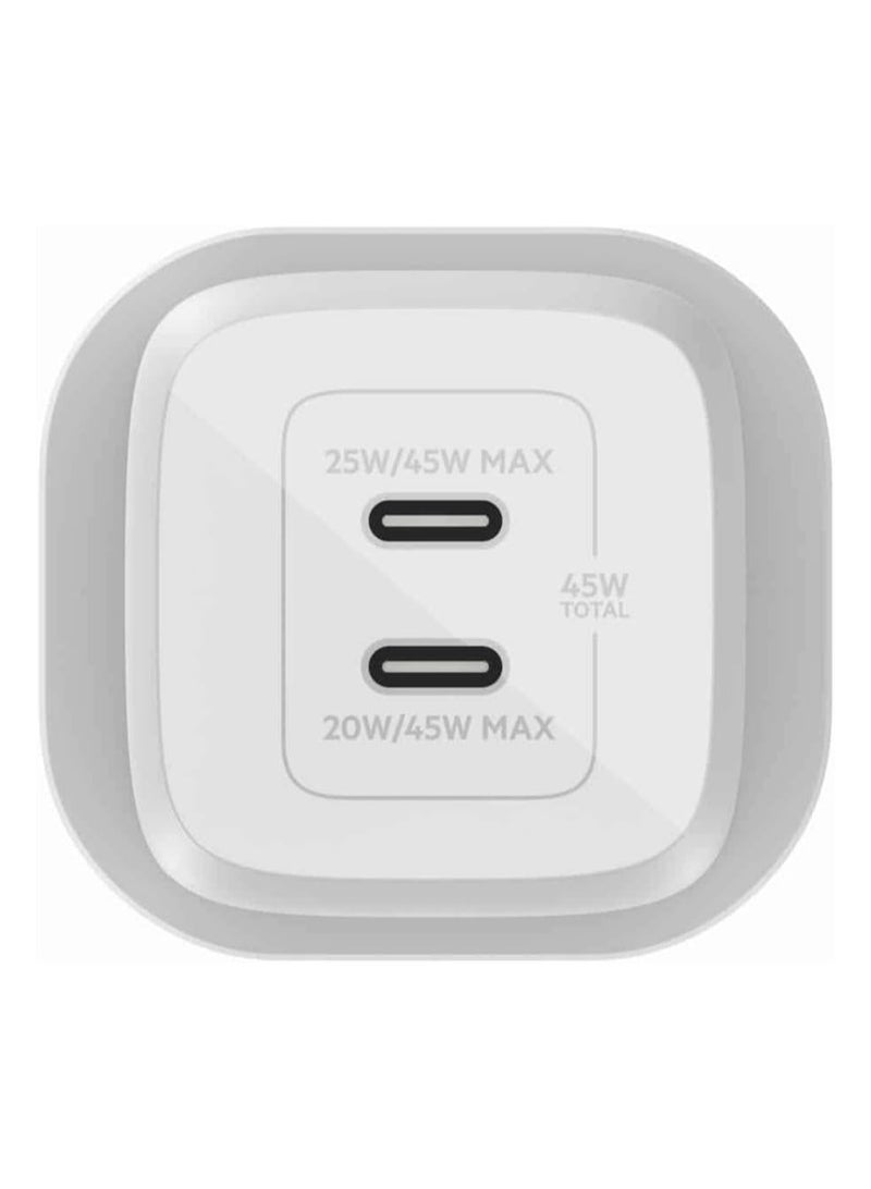 Belkin 45W Dual USB Type C Wall Charger, Fast Charging Power Delivery 3.0 with GaN Technology, USB C Charger for iPhone 16, 15, iPad Pro 12.9, 11, MacBook, Samsung Galaxy S24, Pixel And More  - Image 4