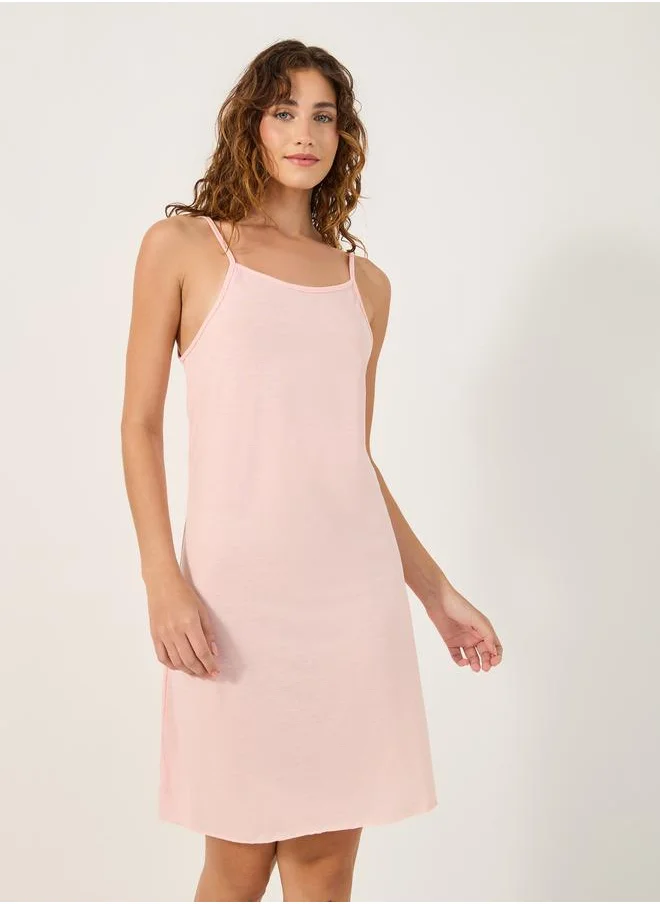 Styli Strappy Lace Insert Slip Dress