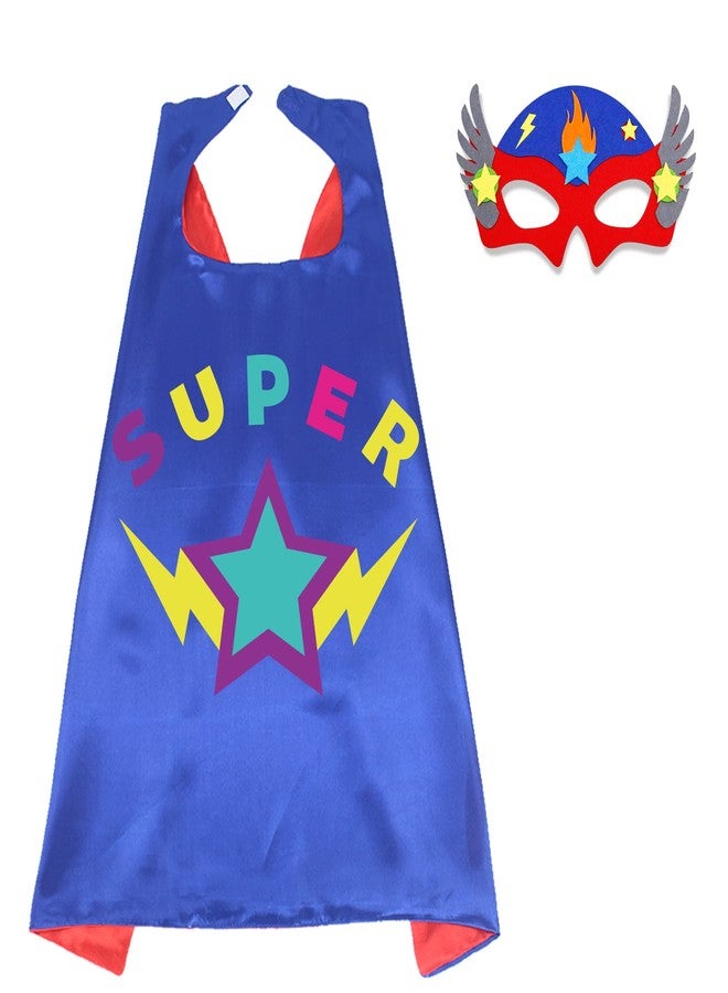 D.Q.Z Superhero-Capes and Masks for Kids Gifts for Girls Boys Super Hero Dress Up Cape and Mask (Blue-Red) - Image 1