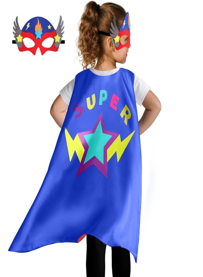 D.Q.Z Superhero-Capes and Masks for Kids Gifts for Girls Boys Super Hero Dress Up Cape and Mask (Blue-Red) - Image 2