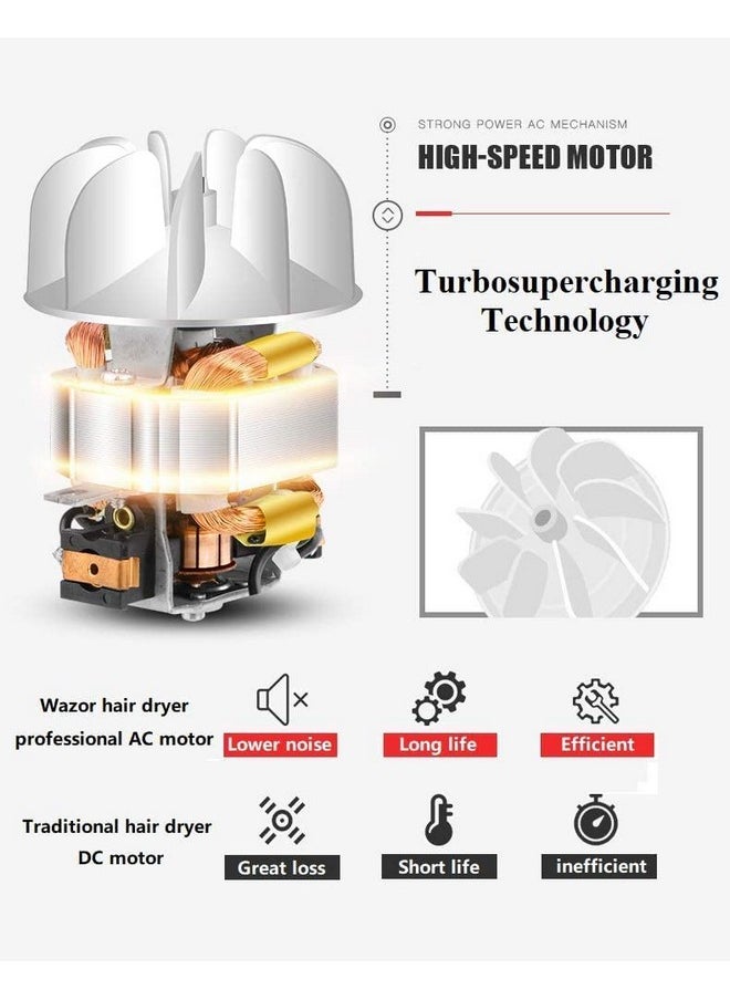 Wazor Professional Salon Hair Dryer Powerful 1875W Ceramic Tourmaline Blow Dryer Negative Ions Compact Hair Dryer With Diffuser & Comb & 2 Concentrator Nozzles, Black  - Image 1