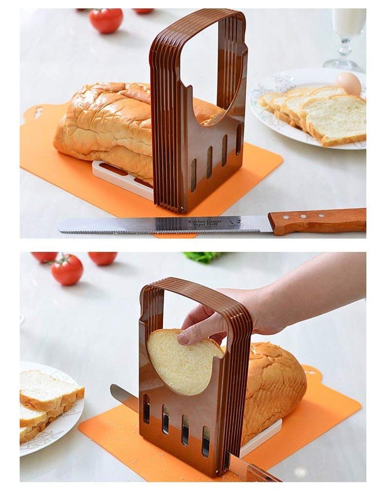 NGEL Bread Slicer Foldable and Adjustable Bread Toast Slicer Bagel Slicer Cutter Mold with 4 Slice Thicknesses - Image 3