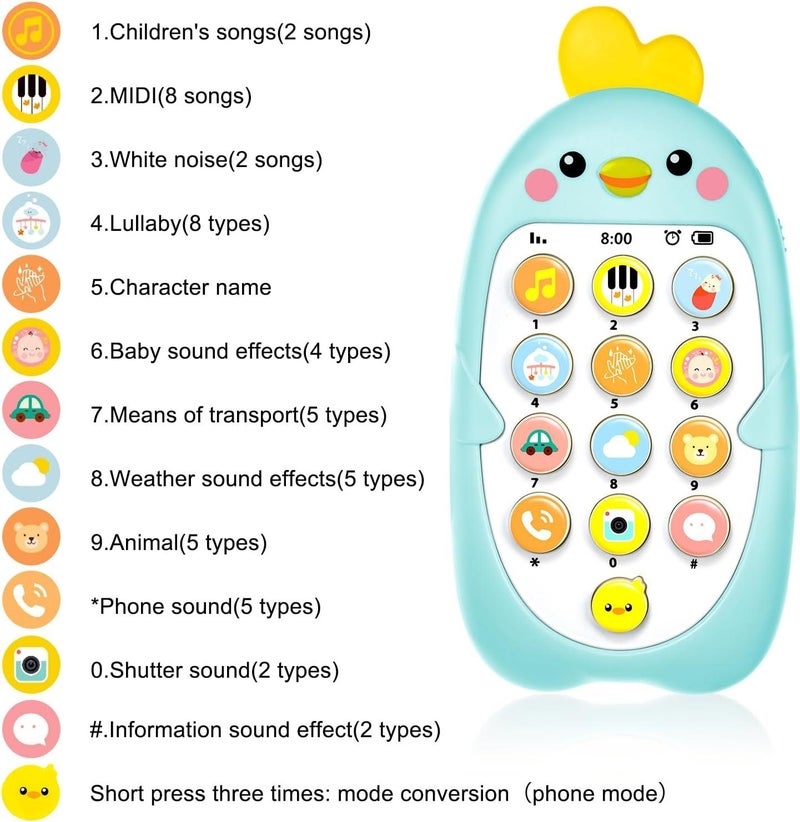 Kidzilla Baby Phone Toy, Mobile Music Toy, Early Education Learning Machine Safe Telephone Music Machine (Pink, green, blue, yellow) - Image 4