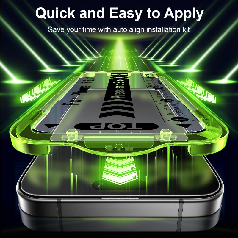Esanik حزمة Esanik 2+2 لواقي شاشة زجاجي غير لامع لجهاز iPhone 17 مع محاذاة تلقائية، مضاد للتوهج ومضاد لبصمات الأصابع، مضاد للانعكاس، خالي من الفقاعات، ناعم كالحرير، غطاء زجاجي بصلابة 9H - Image 2