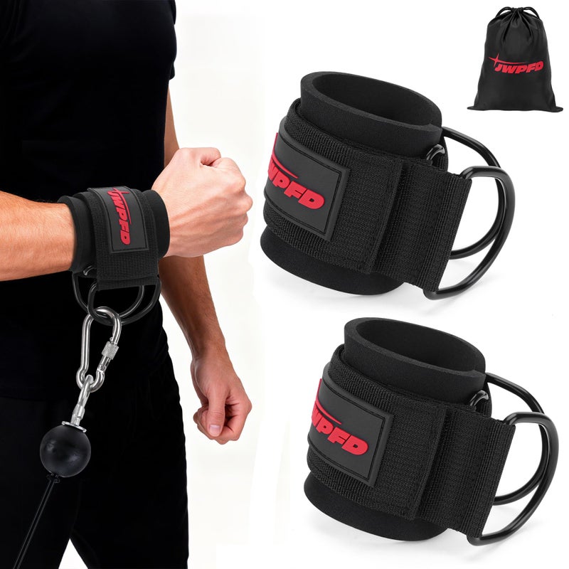 JWPFD Wrist Straps for Cable Machines Wrist Cuffs for Men Woman Neoprene Padded Straps for Gym Strength Training Equipment (Black, M) - Image 1