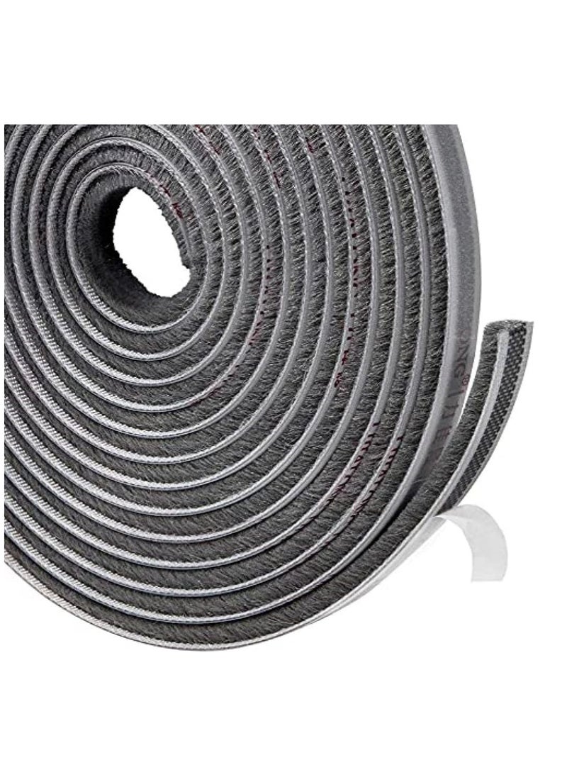 Zimtal - Brush Weather Seal Strip for Sliding Windows/Doors Frame Side, Pile Self Adhesive Weatherstrip Seal Tape for Door Draft Stopper, SoundProof Winter Insulation, Size (9mm*9mm, Grey) - Image 1