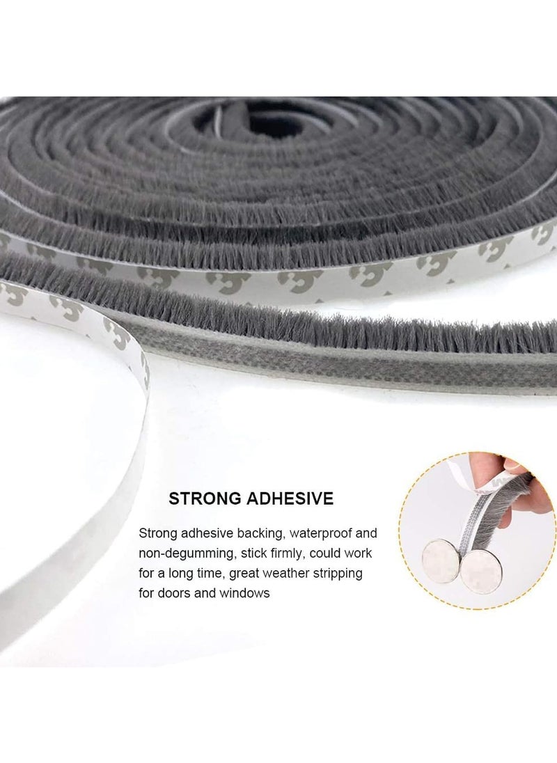 Zimtal - Brush Weather Seal Strip for Sliding Windows/Doors Frame Side, Pile Self Adhesive Weatherstrip Seal Tape for Door Draft Stopper, SoundProof Winter Insulation, Size (9mm*9mm, Grey) - Image 1
