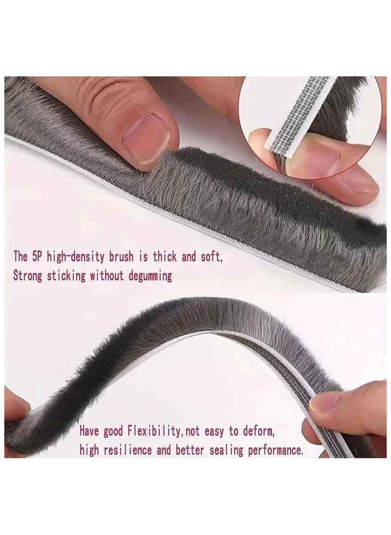 Zimtal - Brush Weather Seal Strip for Sliding Windows/Doors Frame Side, Pile Self Adhesive Weatherstrip Seal Tape for Door Draft Stopper, SoundProof Winter Insulation, Size (9mm*9mm, Grey) - Image 1