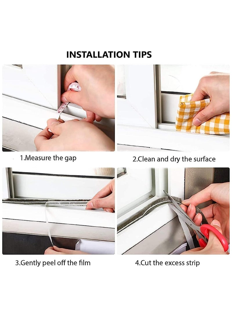 Zimtal - Brush Weather Seal Strip for Sliding Windows/Doors Frame Side, Pile Self Adhesive Weatherstrip Seal Tape for Door Draft Stopper, SoundProof Winter Insulation, Size (9mm*9mm, Grey) - Image 1