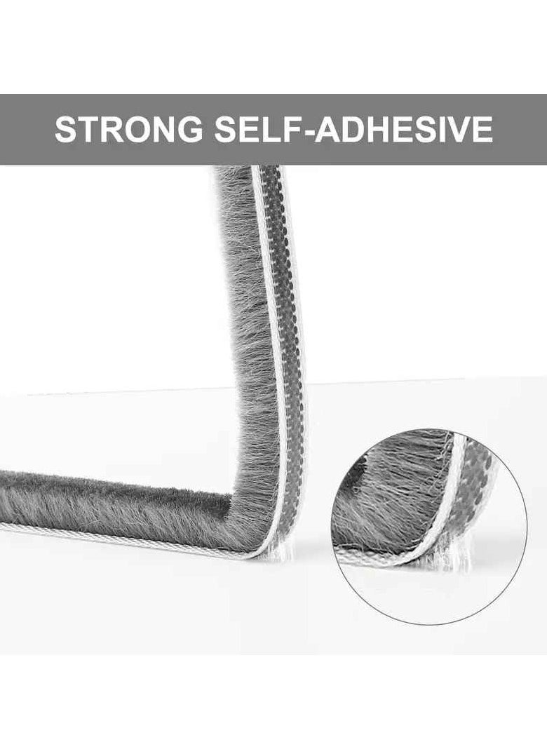 Zimtal - Brush Weather Seal Strip for Sliding Windows/Doors Frame Side, Pile Self Adhesive Weatherstrip Seal Tape for Door Draft Stopper, SoundProof Winter Insulation, Size (9mm*9mm, Grey) - Image 1