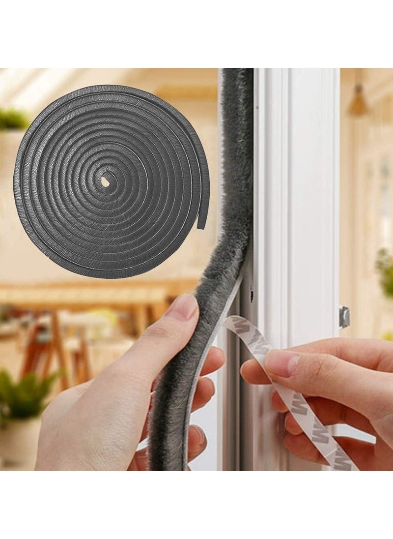 Zimtal - Brush Weather Seal Strip for Sliding Windows/Doors Frame Side, Pile Self Adhesive Weatherstrip Seal Tape for Door Draft Stopper, SoundProof Winter Insulation, Size (9mm*9mm, Grey) - Image 1