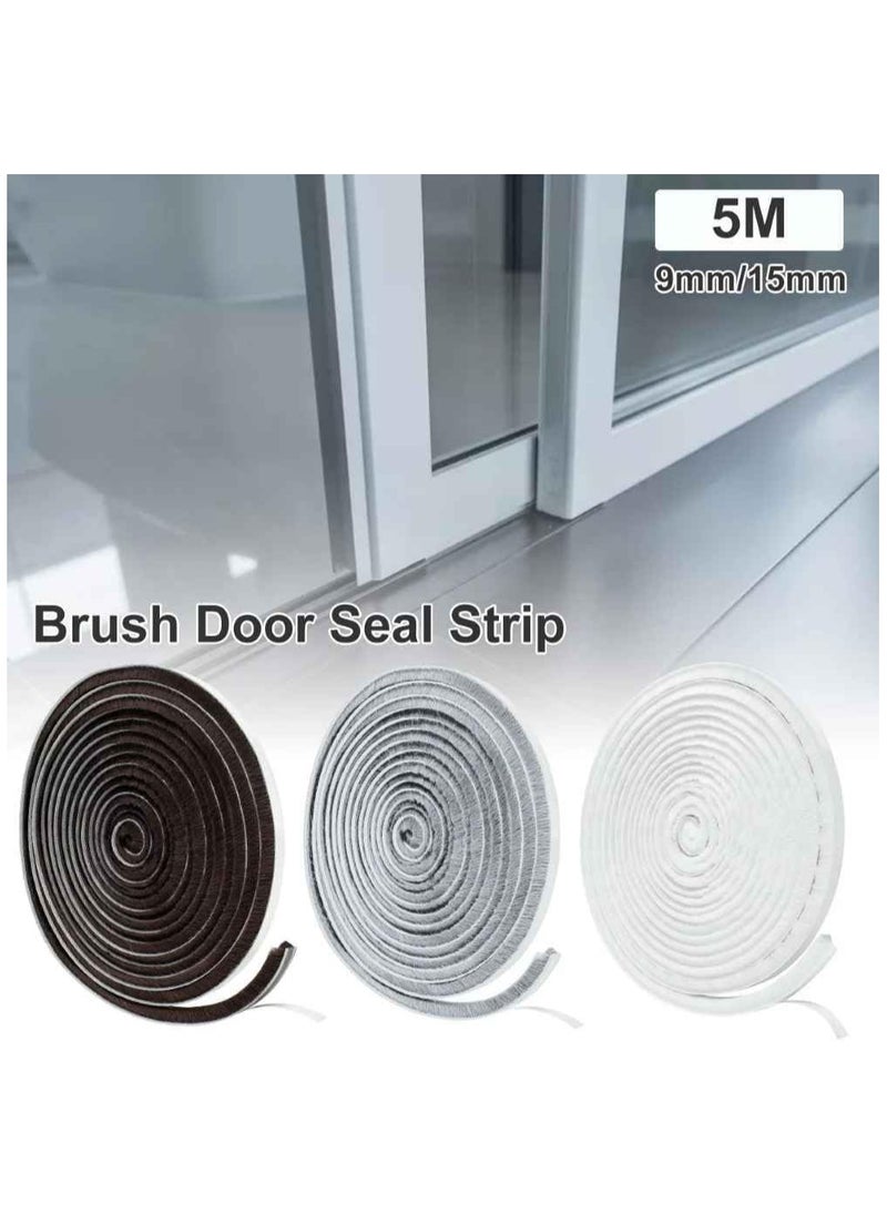 Zimtal - Brush Weather Seal Strip for Sliding Windows/Doors Frame Side, Pile Self Adhesive Weatherstrip Seal Tape for Door Draft Stopper, SoundProof Winter Insulation, Size (9mm*9mm, Grey) - Image 1