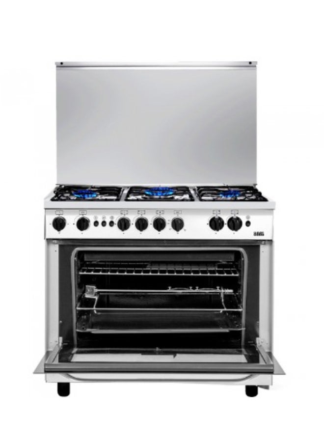 هاس - فرن غاز - 5 شعلات - قائم بذاته - فضي - HC960FE1 - Image 1