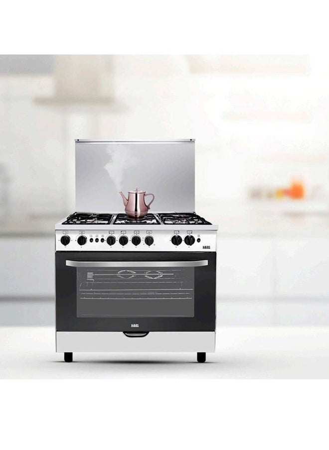 هاس - فرن غاز - 5 شعلات - قائم بذاته - فضي - HC960FE1 - Image 1