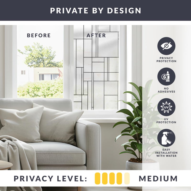 Artscape Skyline 36 x 72 Inch Window Film, Made in USA â€“ Provides Privacy, Non-Adhesive, Textured Leaded Glass Pattern, UV Protection, Easy to Apply and Removable - Image 3